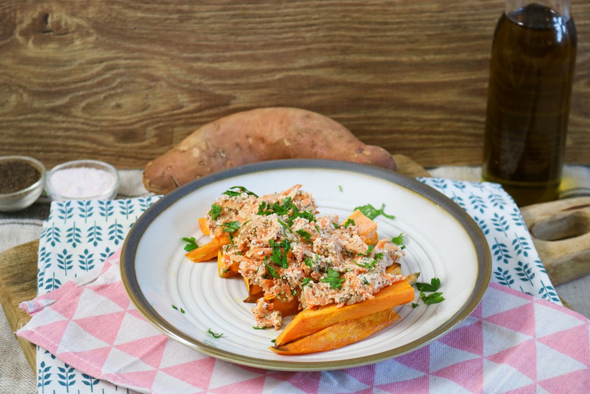 Süßkartoffeln mit Hüttenkäse
