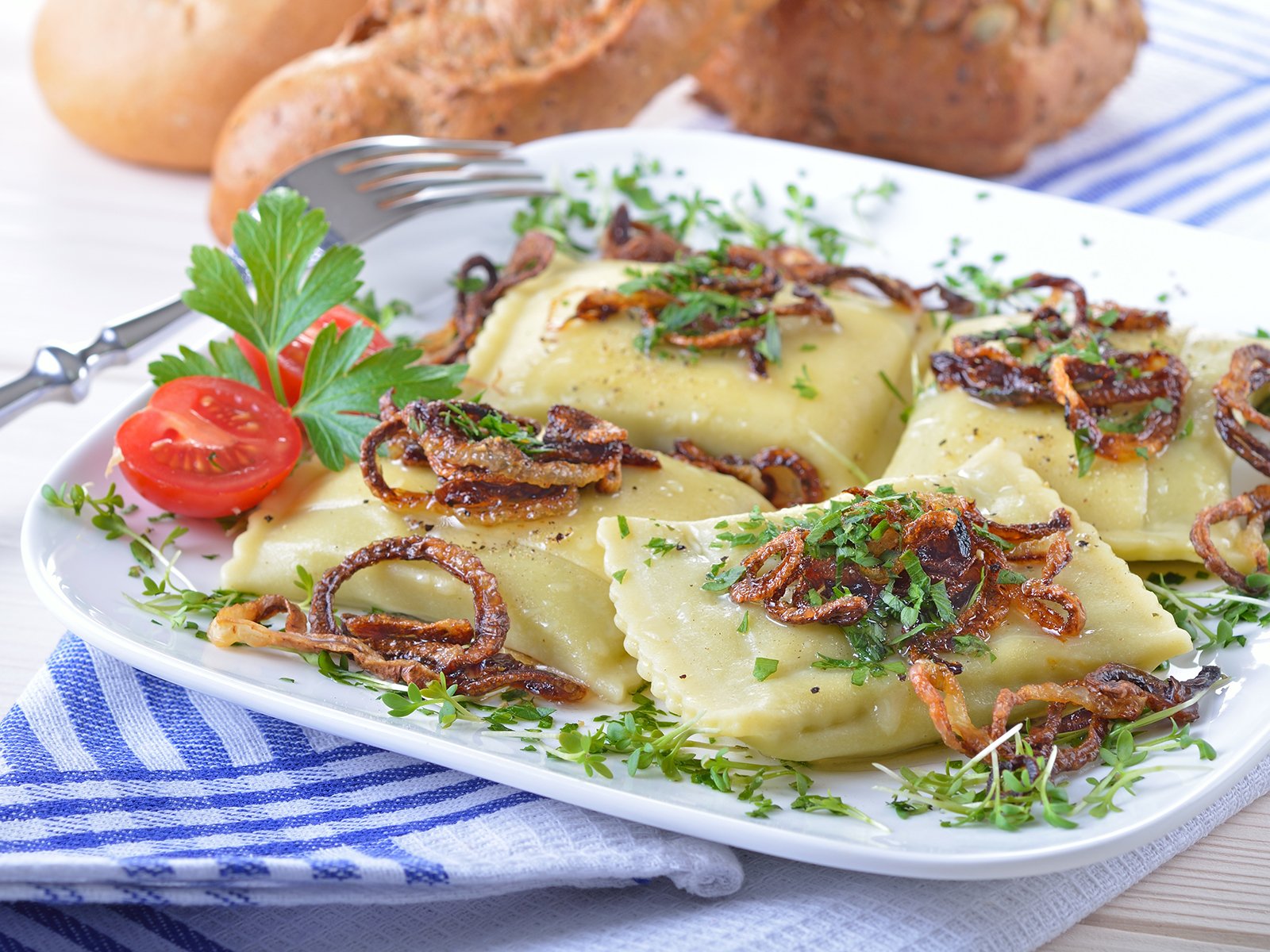 Schwäbische Maultaschen mit Röstzwiebeln - Rezept