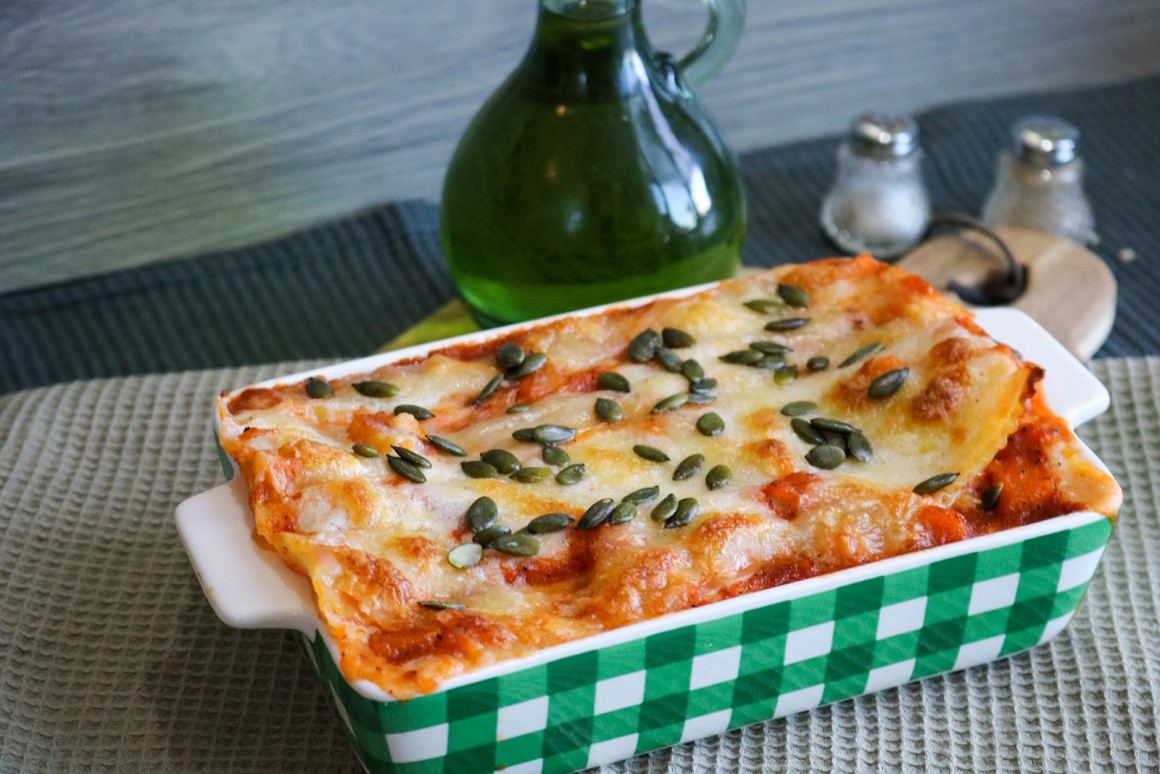 Kürbis-Lasagne mit Mozzarella