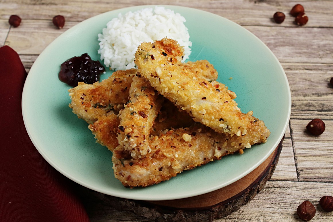 Putenstreifen im Haselnussmantel - Rezept