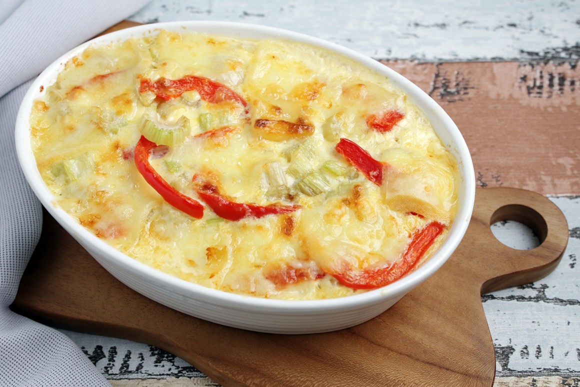 Auflauf mit Staudensellerie und Hüttenkäse - Rezept