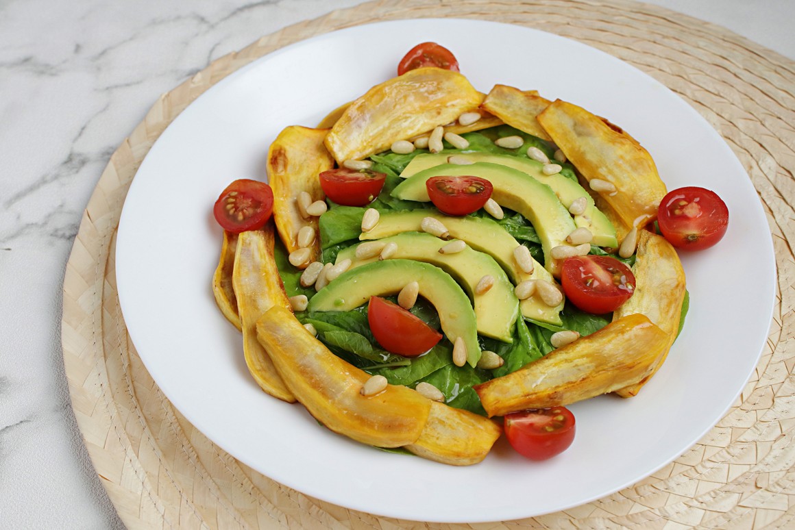 Süßkartoffel-Salat mit Spinat - Rezept