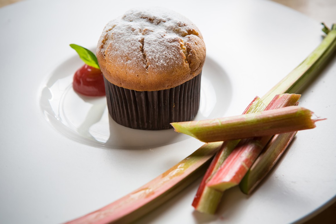Rhabarber-Muffins mit Quark