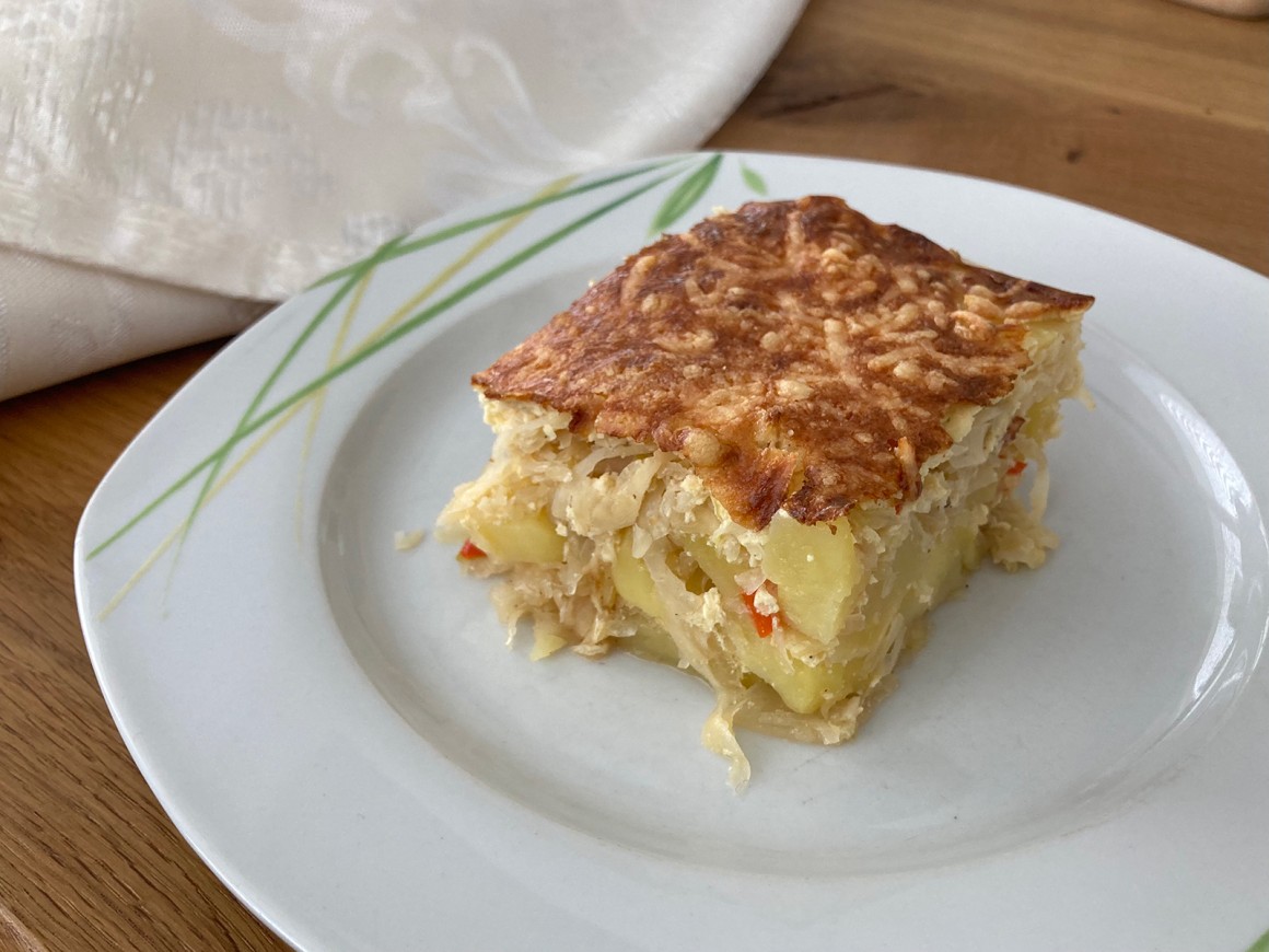 Kartoffelauflauf mit Sauerkraut