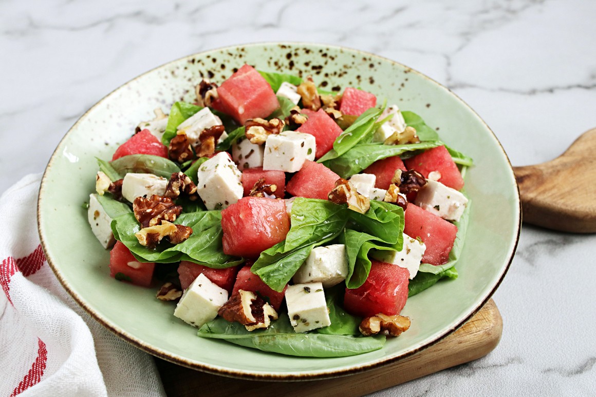 Melonensalat mit veganem Feta