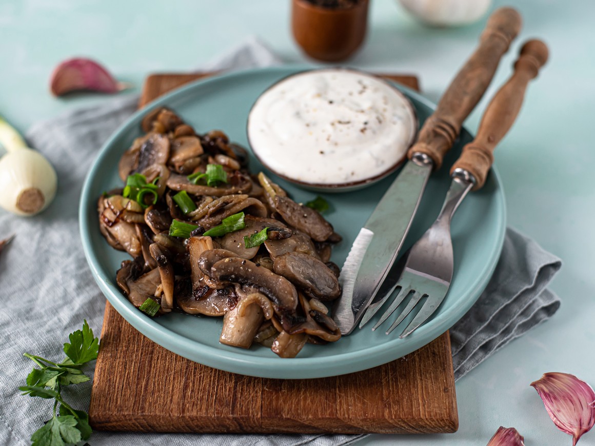Pilzpfanne mit Knoblauchsauce