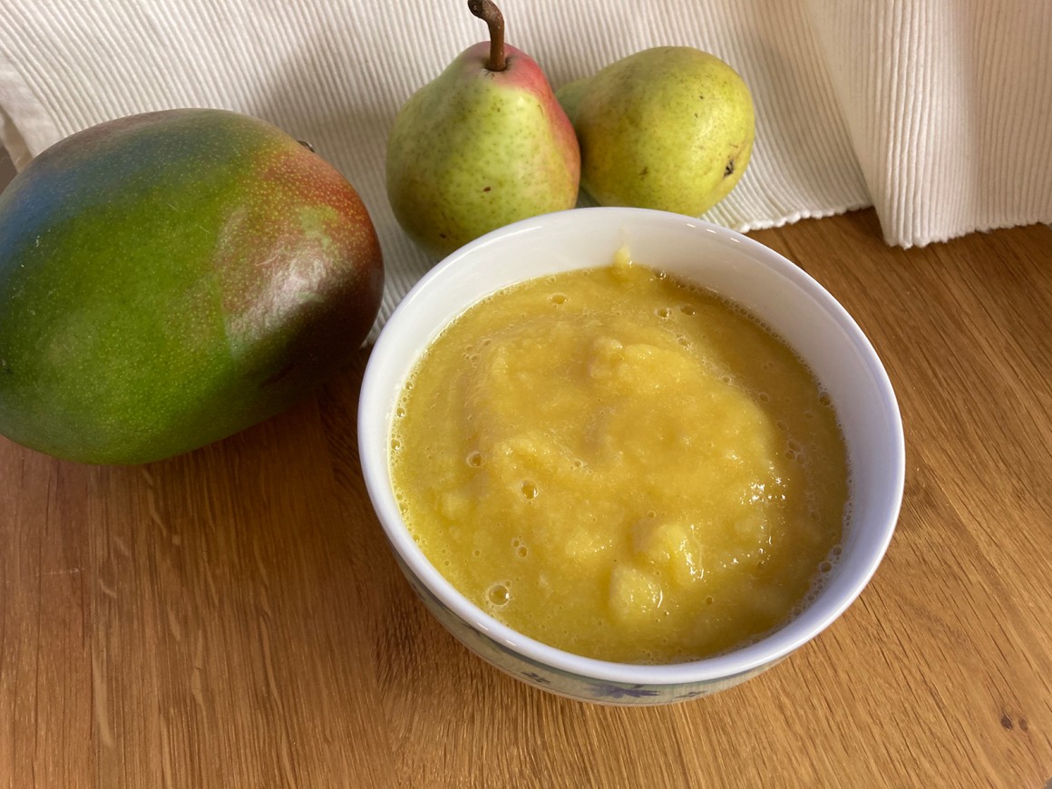 Mangobrei mit Birne
