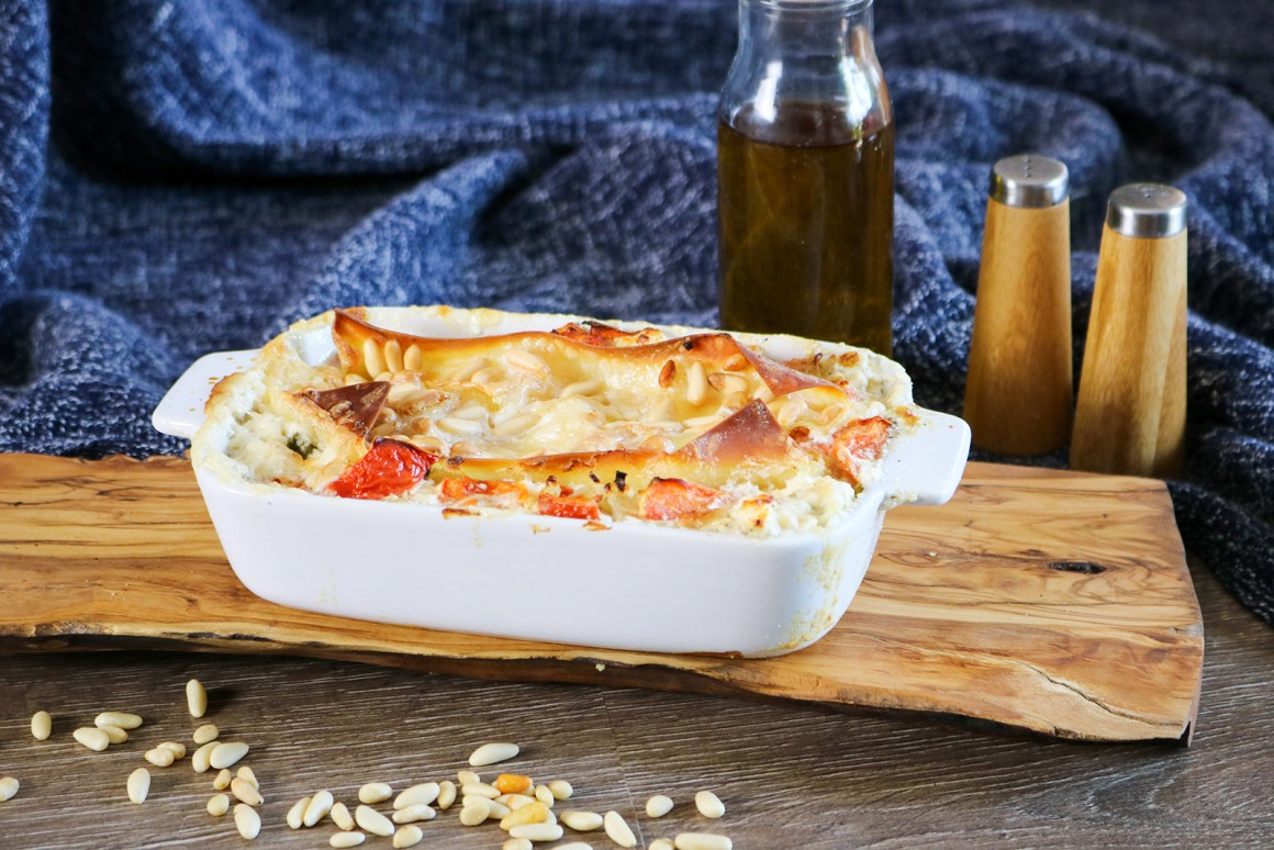 Spinatlasagne mit Schafskäse
