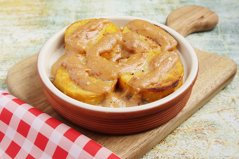 Süßkartoffelgratin mit Erdnussbutter