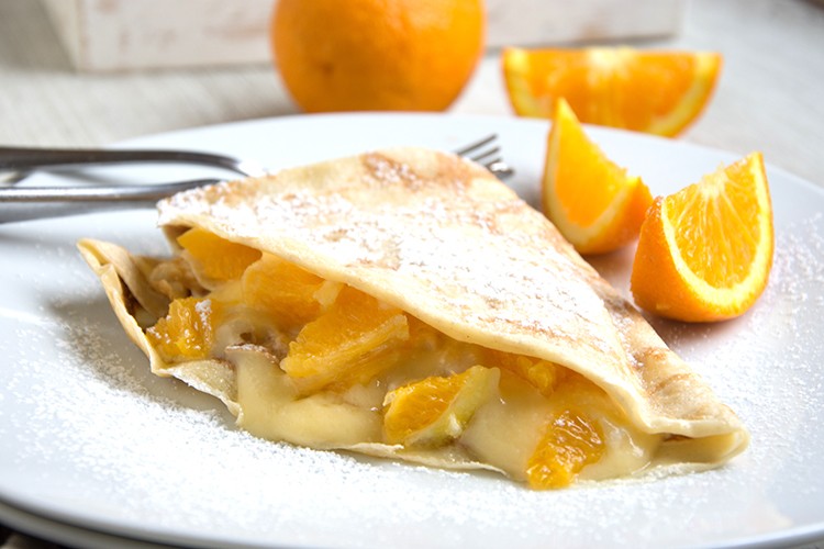 Orangenquark-Crêpes