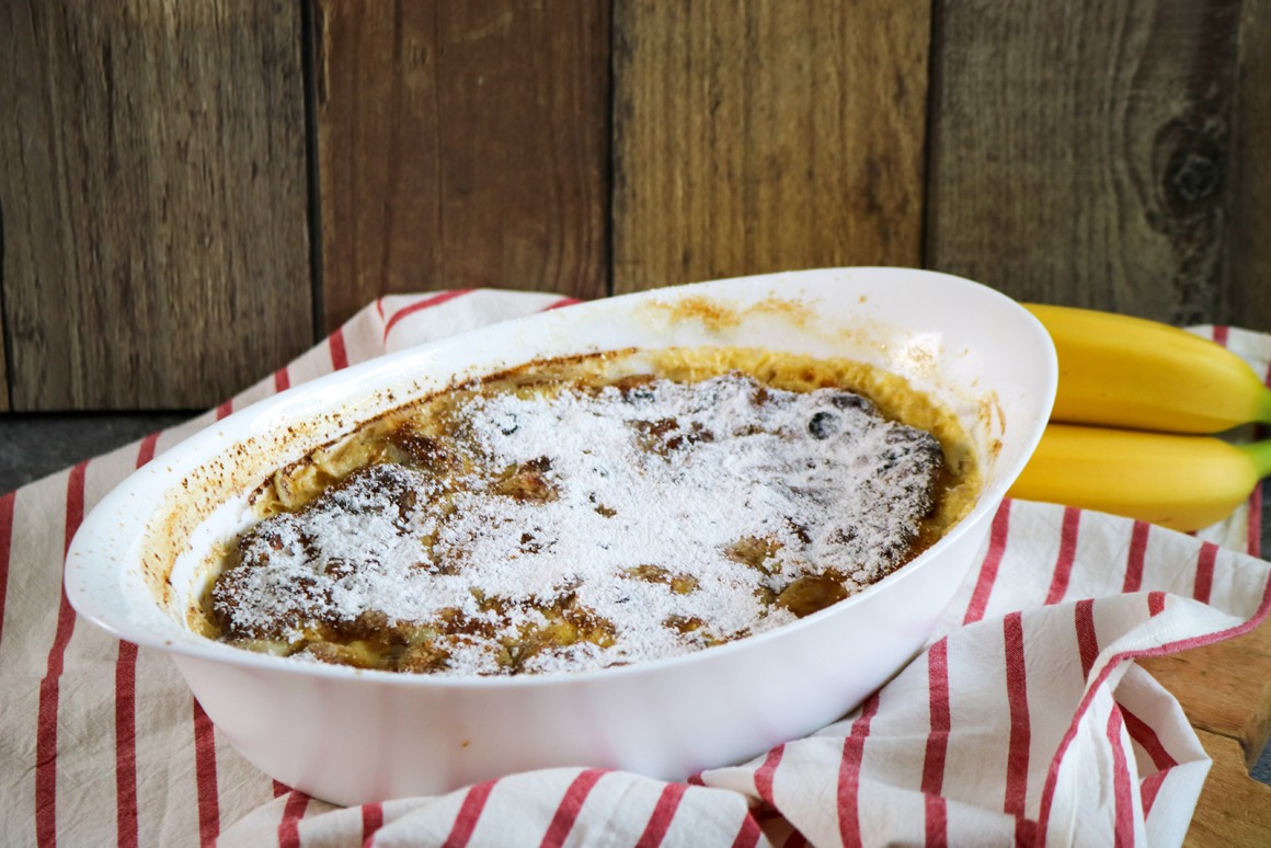 Bananenpudding aus dem Backofen