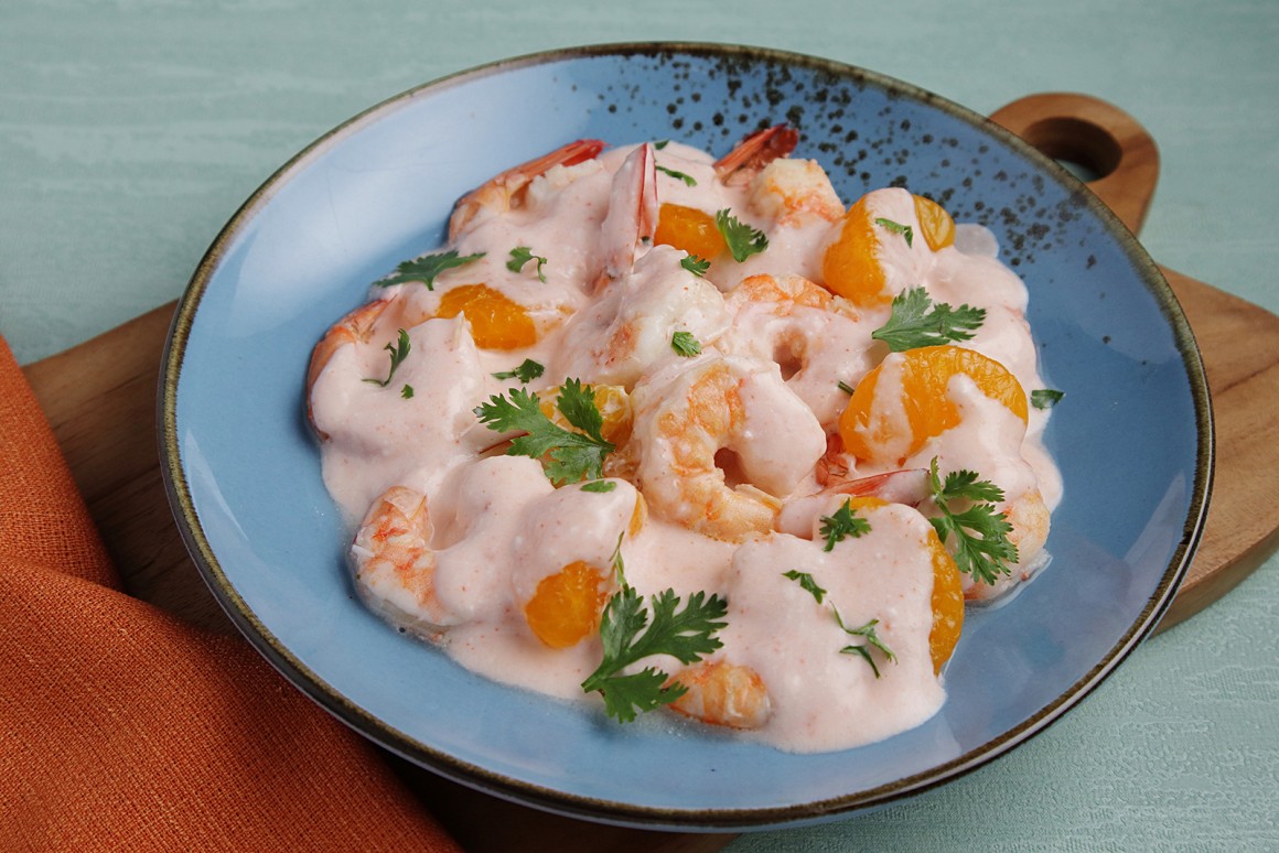 Garnelen in Mandarinensauce