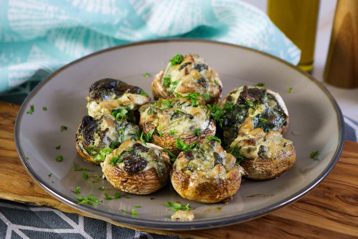 Gefüllte Champignons mit Spinat - Rezept