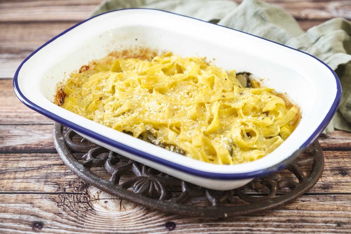 Nudelauflauf mit grünem Spargel