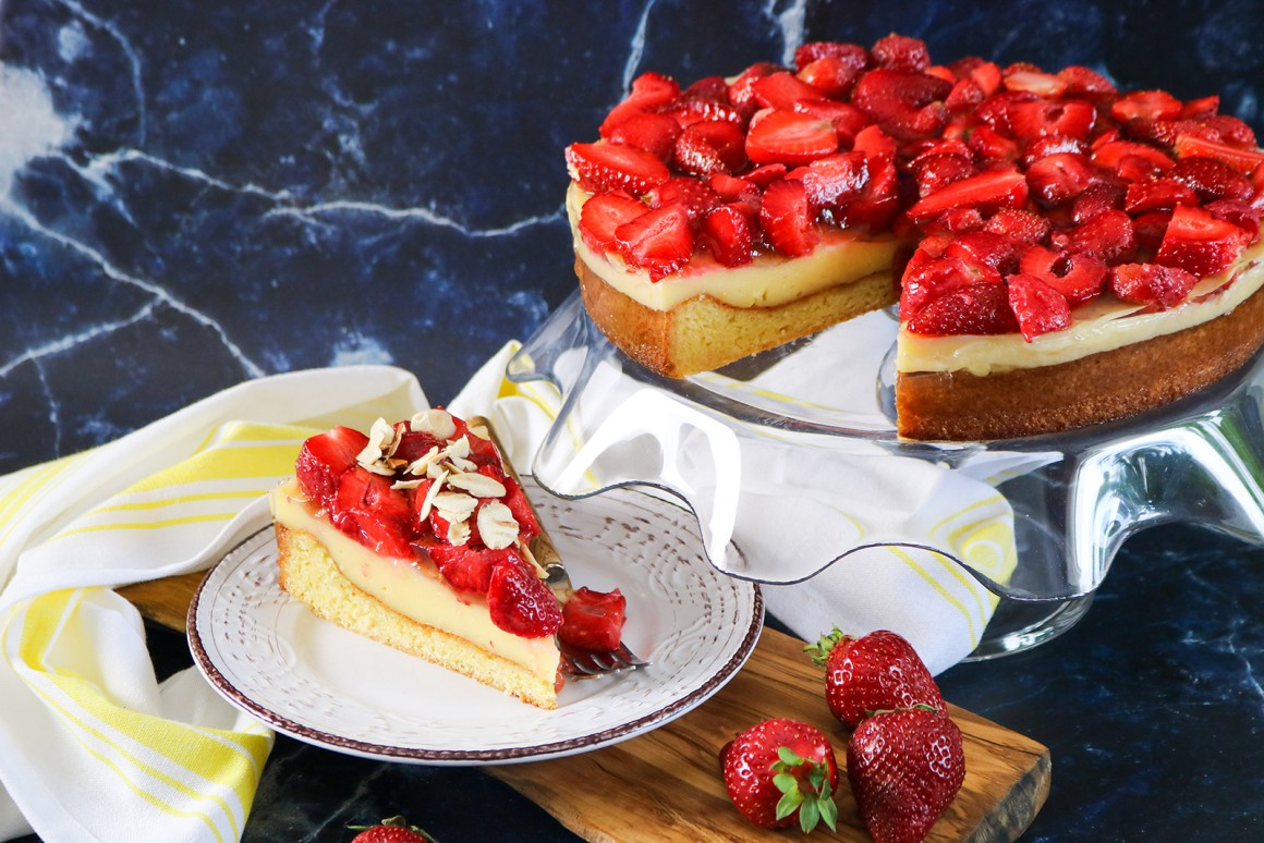 Erdbeerkuchen mit Pudding