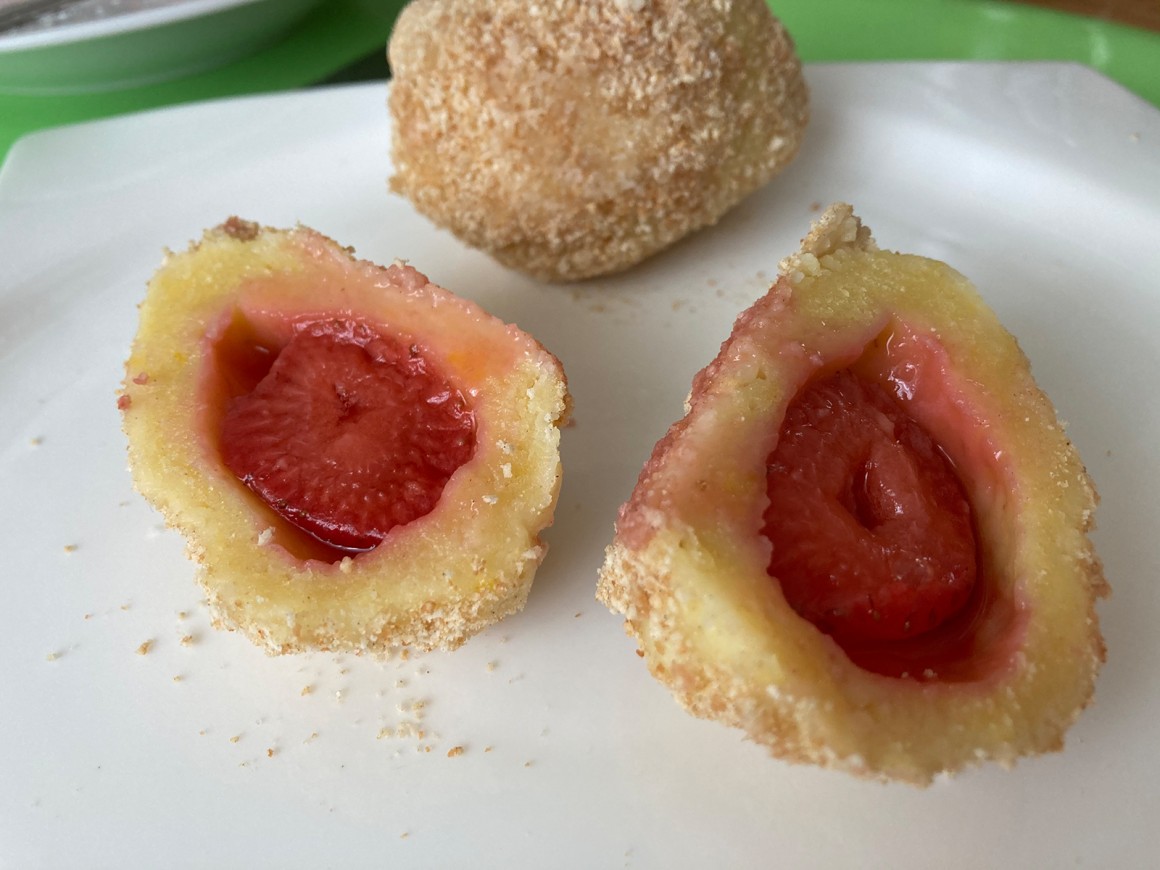 Vegane Erdbeerknödel