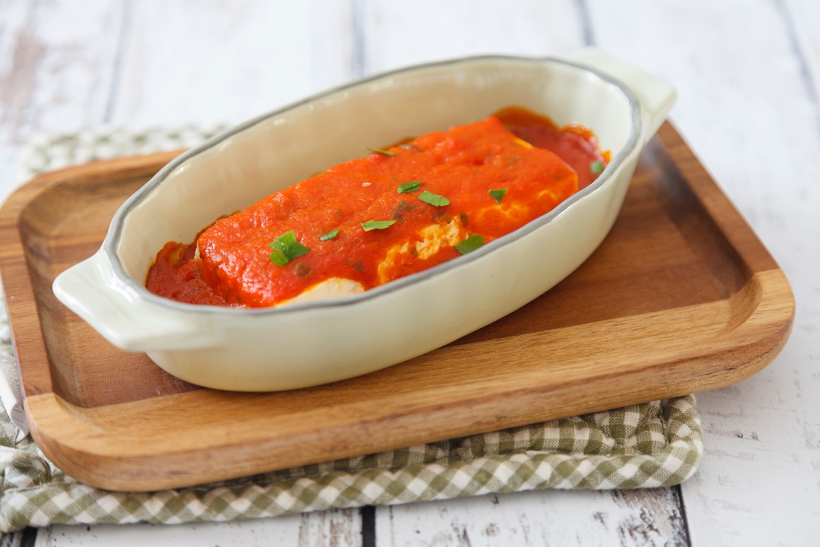 Ofen-Feta mit feuriger Melonen-Salsa