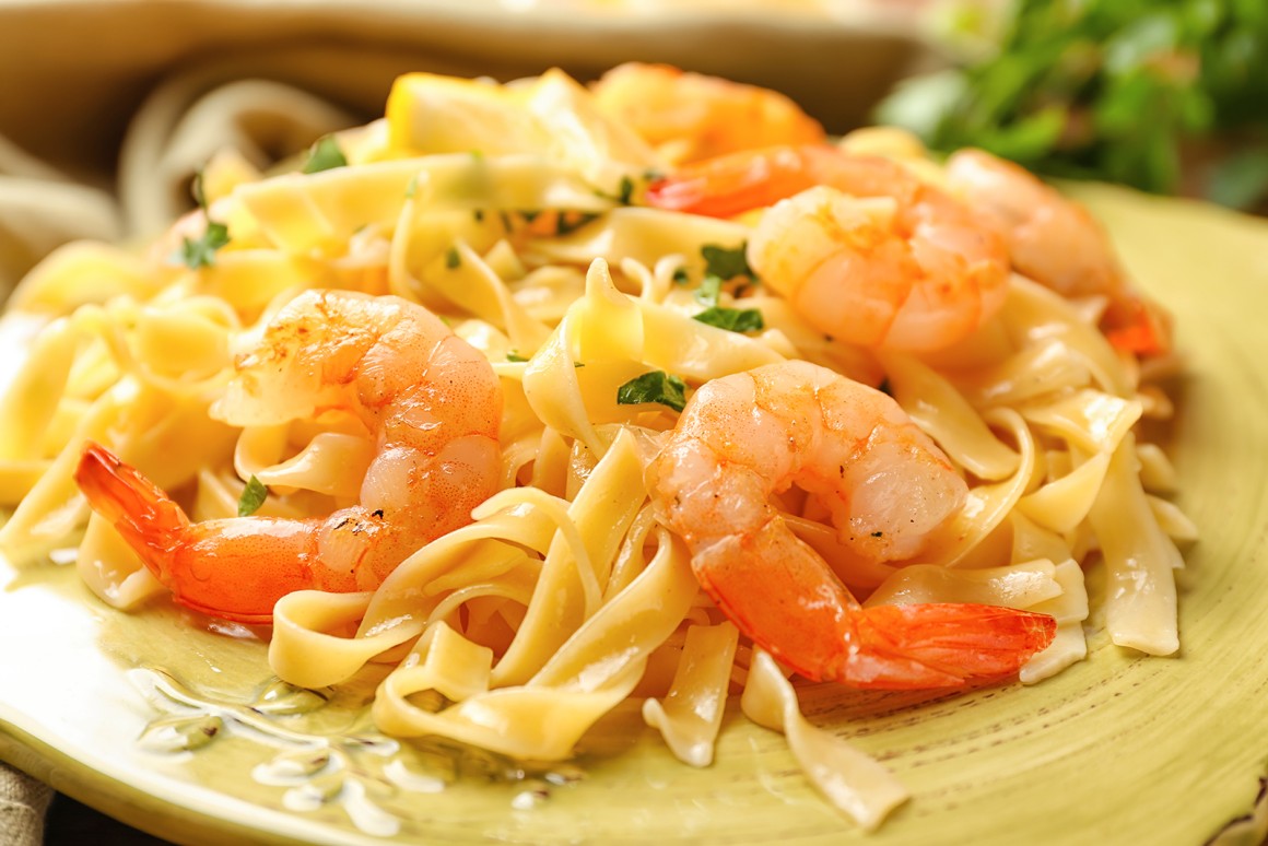 Bandnudeln mit Shrimps