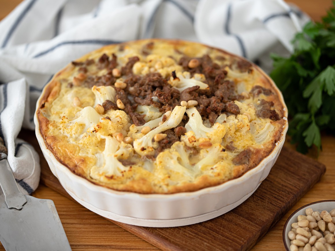Blumenkohl-Hackfleisch-Quiche