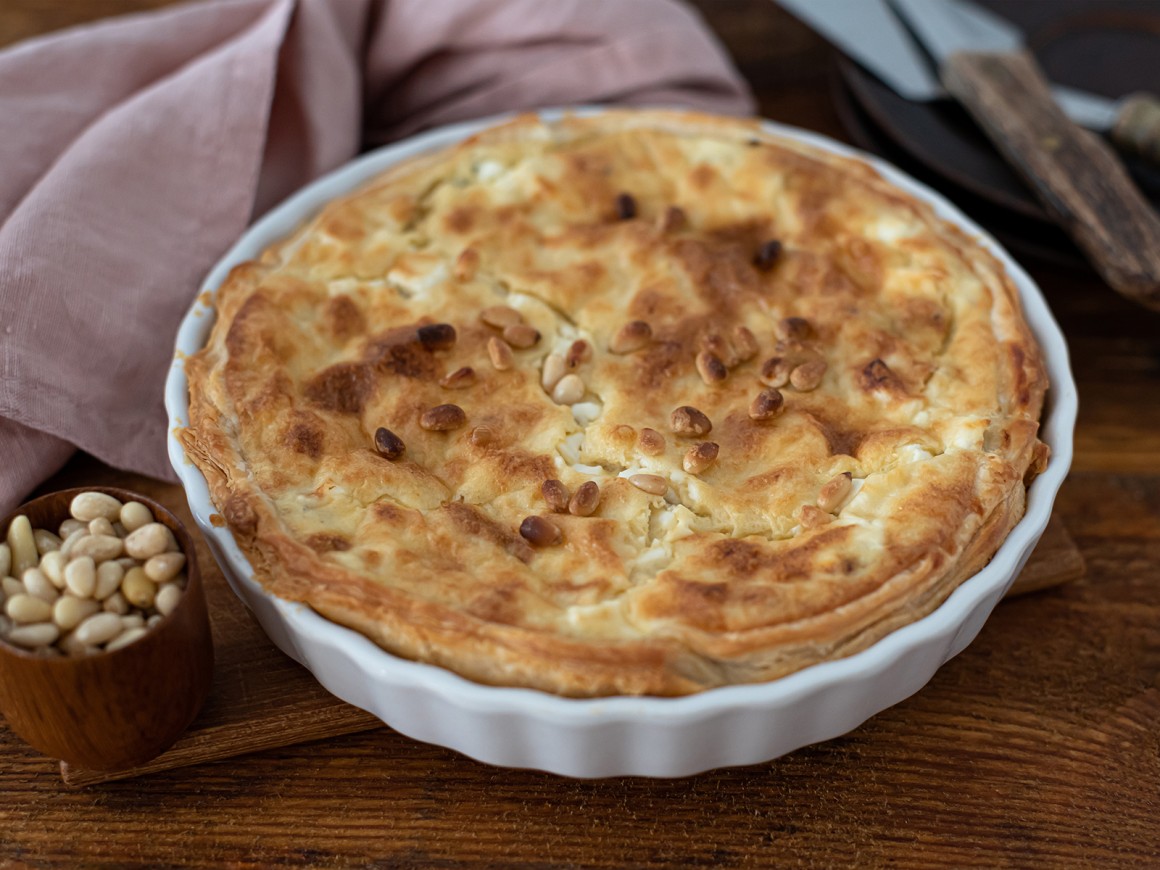 Spinattarte mit Schinkenwürfeln - Rezept