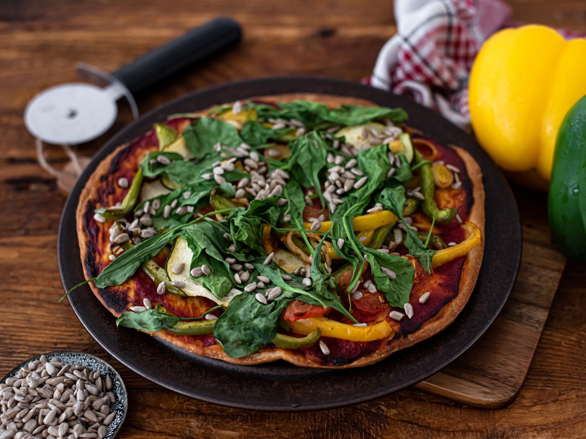 Vegane Gemüsepizza ohne Käse