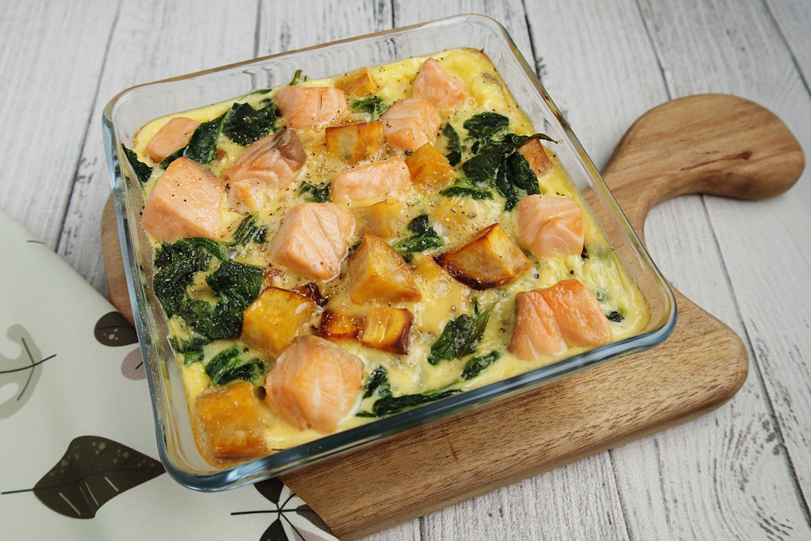 Süßkartoffelauflauf mit Lachs - Rezept