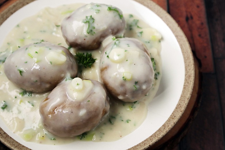 Pellkartoffeln mit Lauchsauce