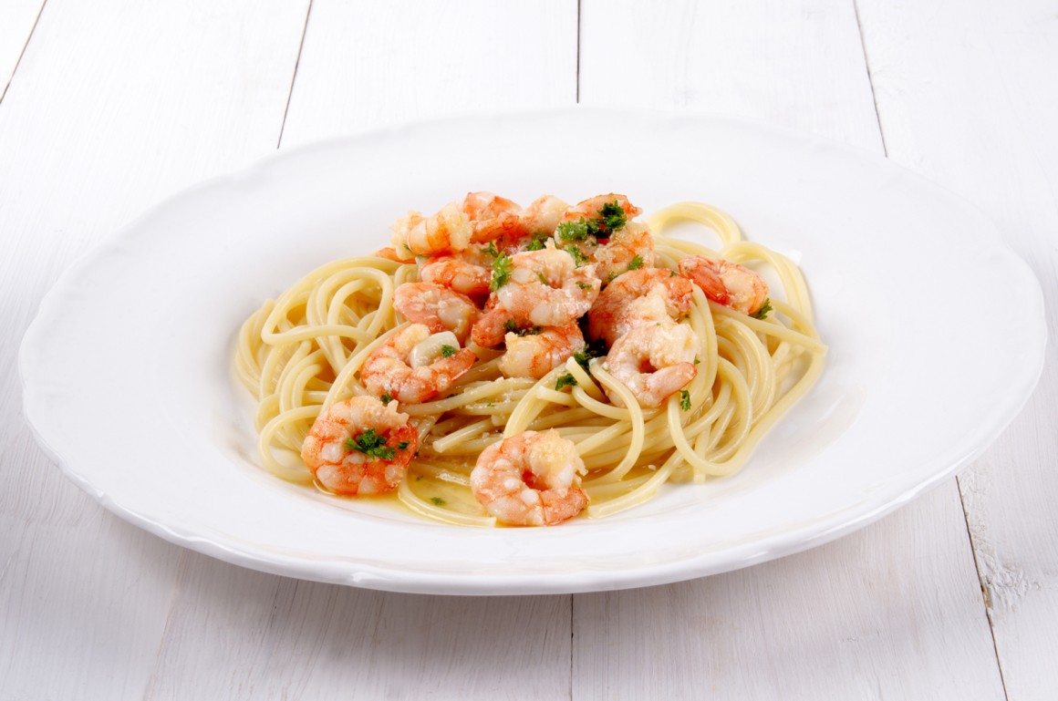 Spaghetti mit Garnelen