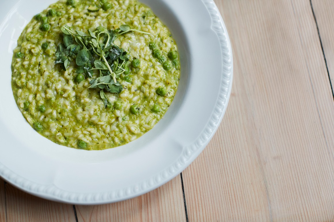 Erbsen-Minz-Risotto