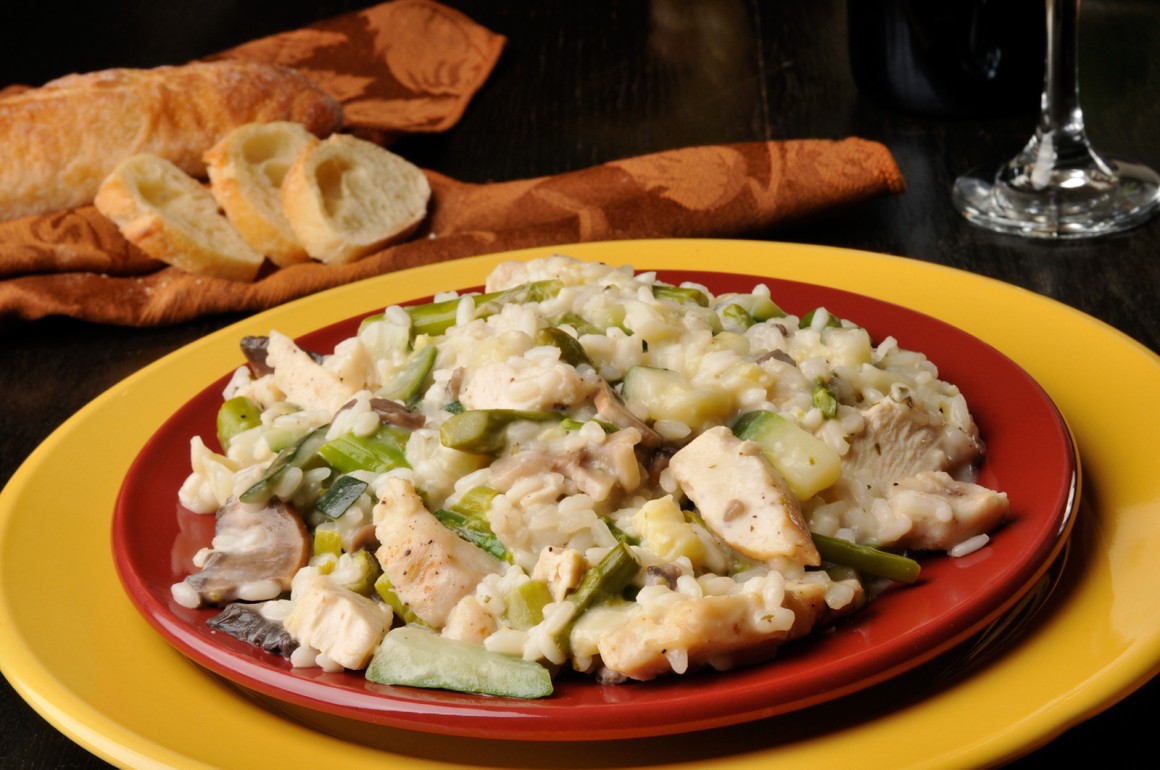 Gebratenes Hühnerrisotto