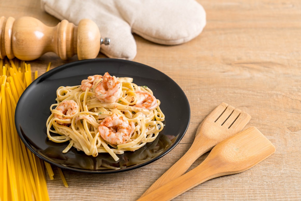Fettuccini mit Garnelen - Rezept