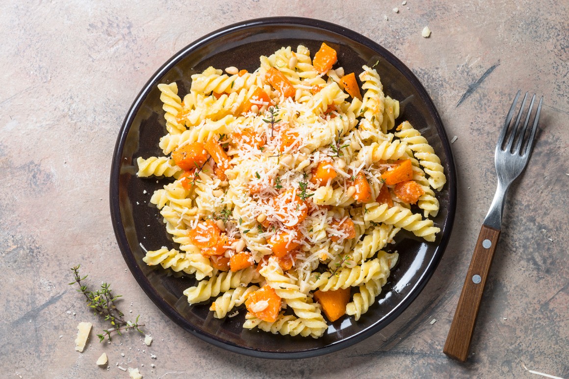 Pasta mit Kürbis in Sahnesauce