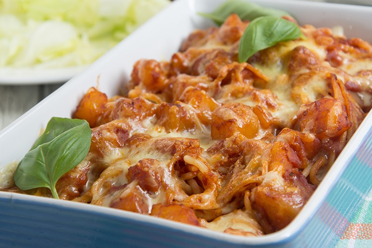 Spaghettiauflauf mit Hokkaidokürbis