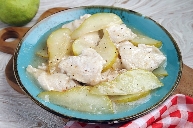 Hähnchenstreifen mit Birnen