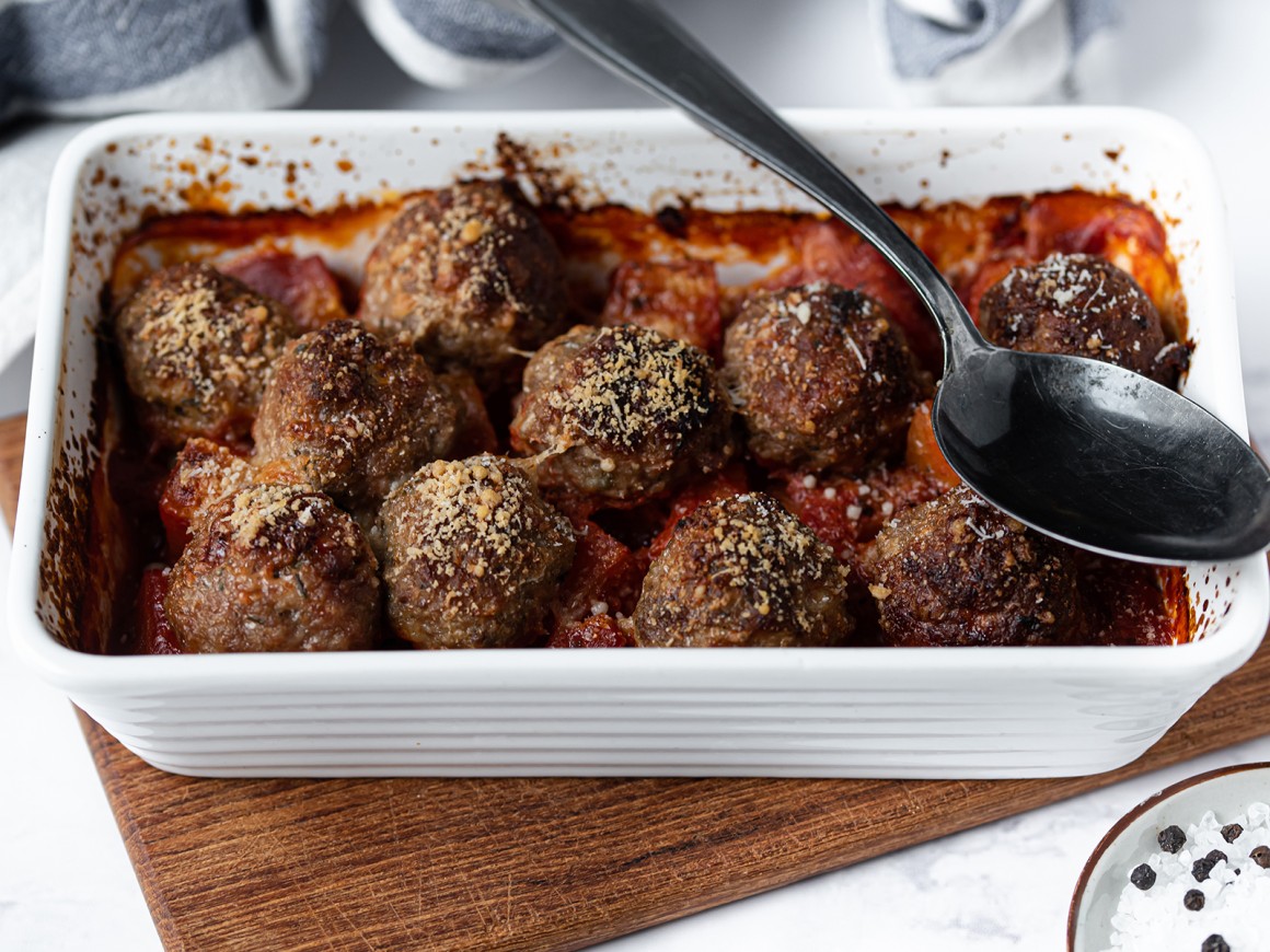 Kürbis-Gratin mit Hackfleischbällchen - Rezept
