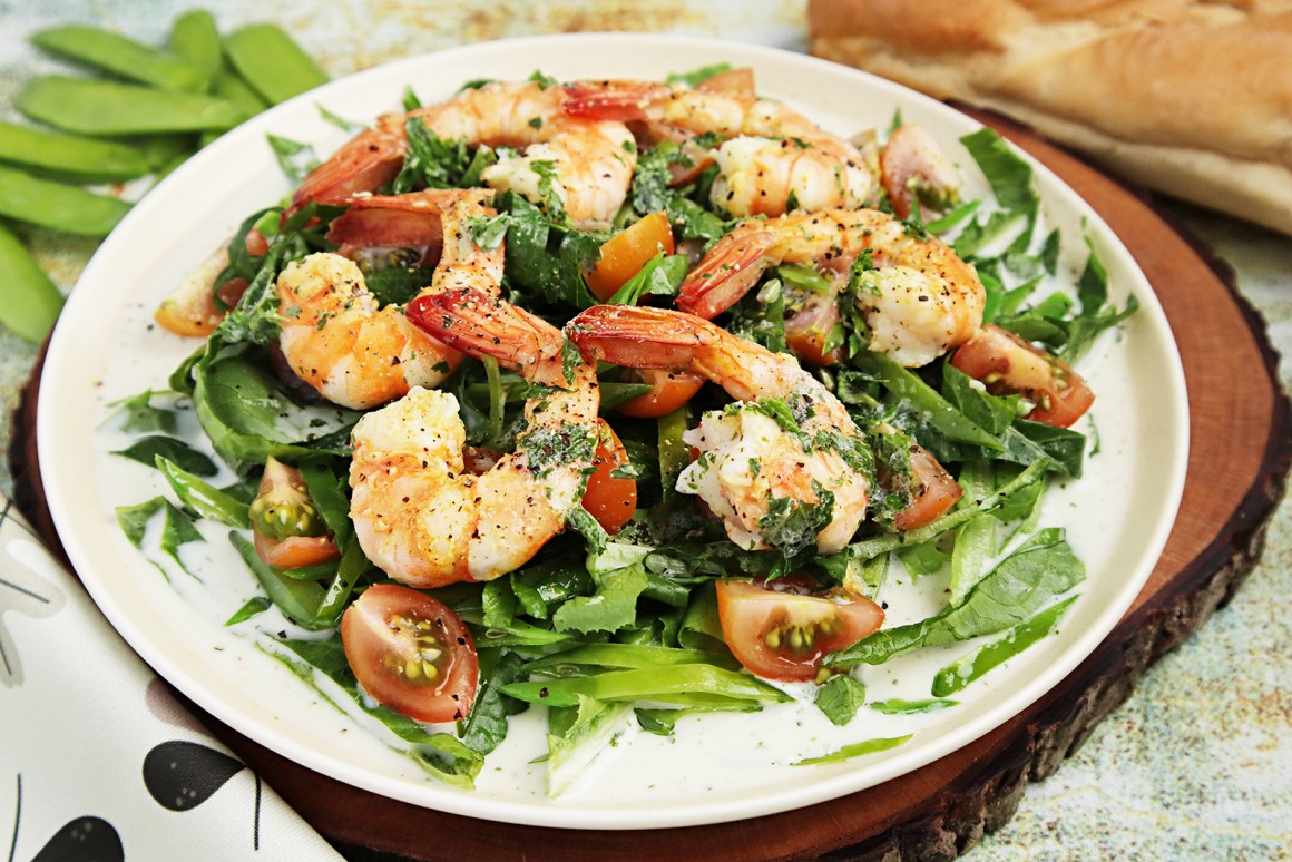 Curry-Garnelensalat mit Zuckerschoten