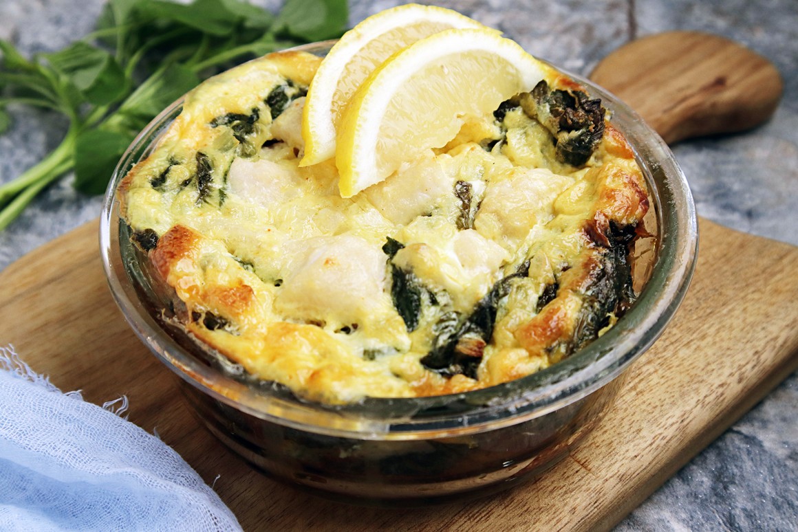 Spinatauflauf mit Fisch