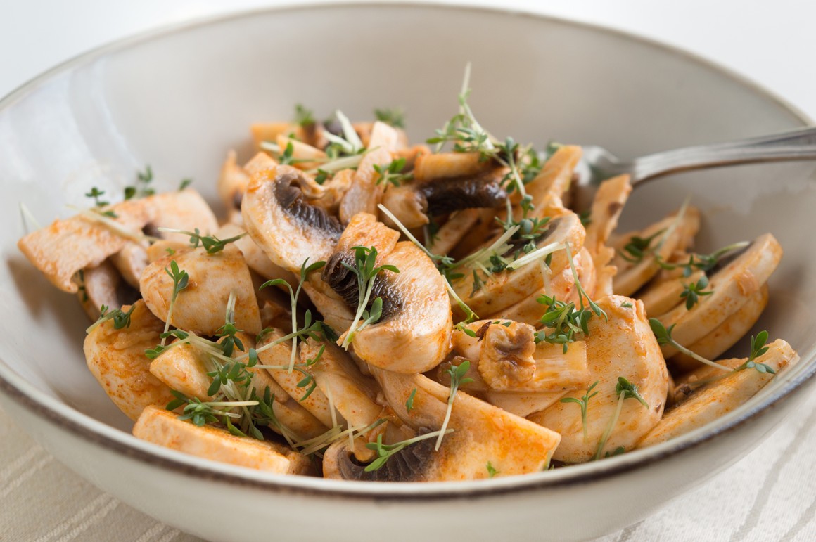 Champignonsalat mit Kresse - Rezept