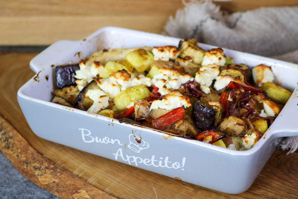 Ofengemüse mit Geschnetzeltem - Rezept