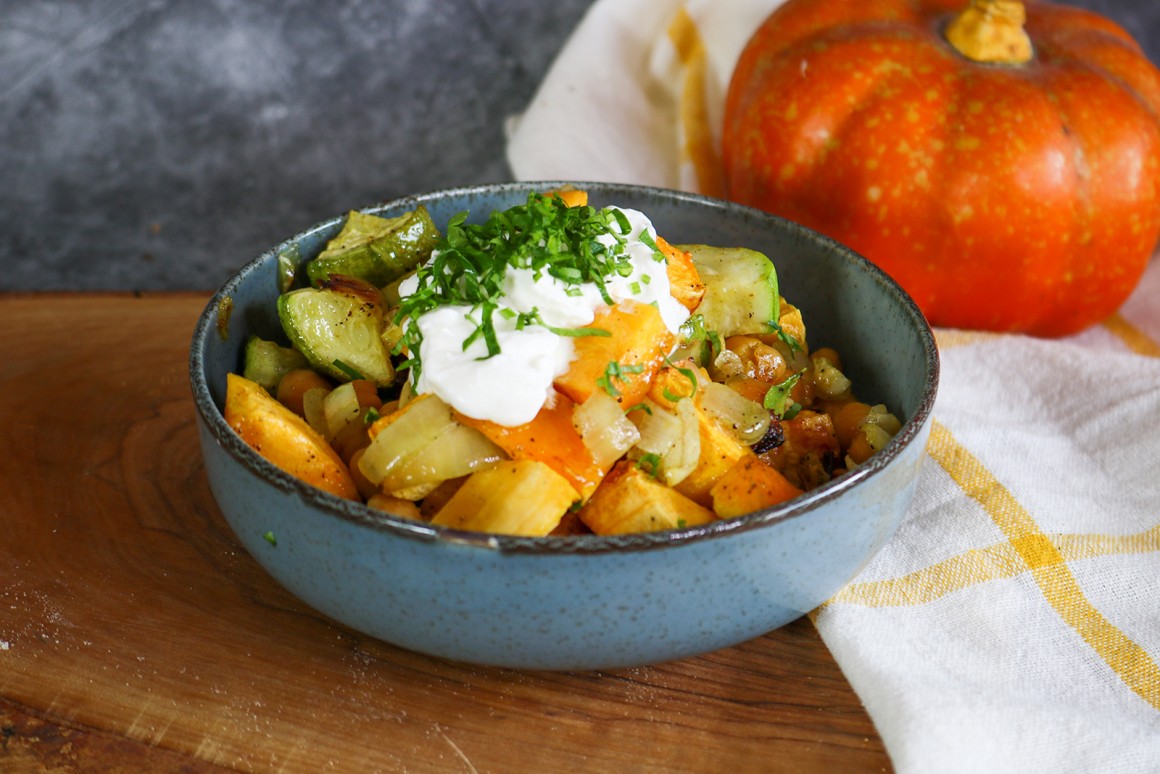 Kürbis-Kichererbsen-Curry vom Blech