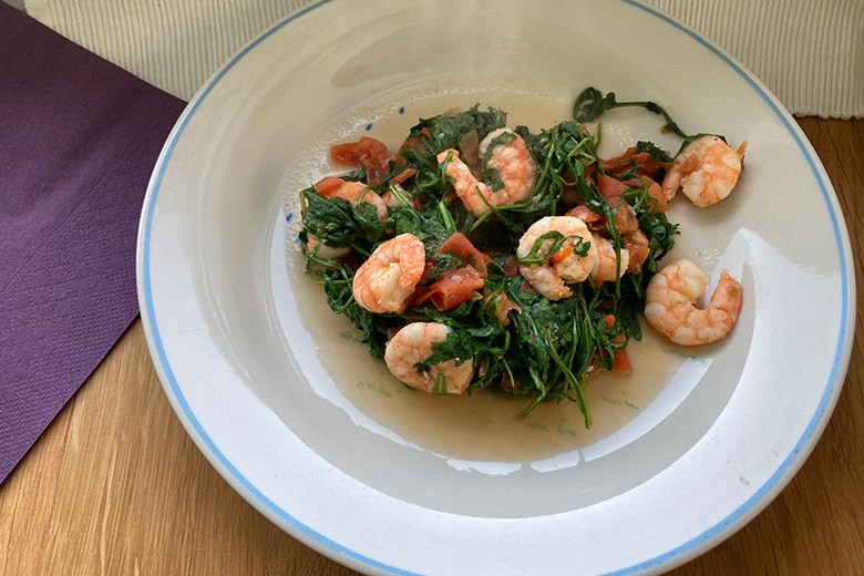 Garnelen-Rucola-Pfanne