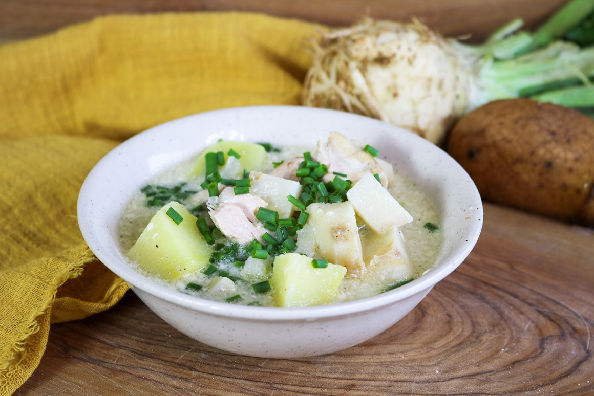 Selleriesuppe mit Lachs