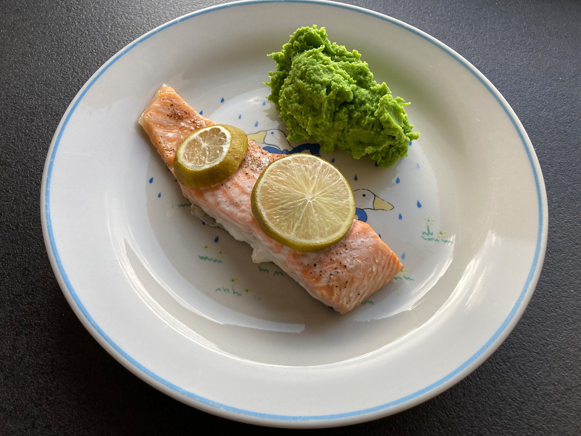 Lachs mit Erbsenpüree - Rezept