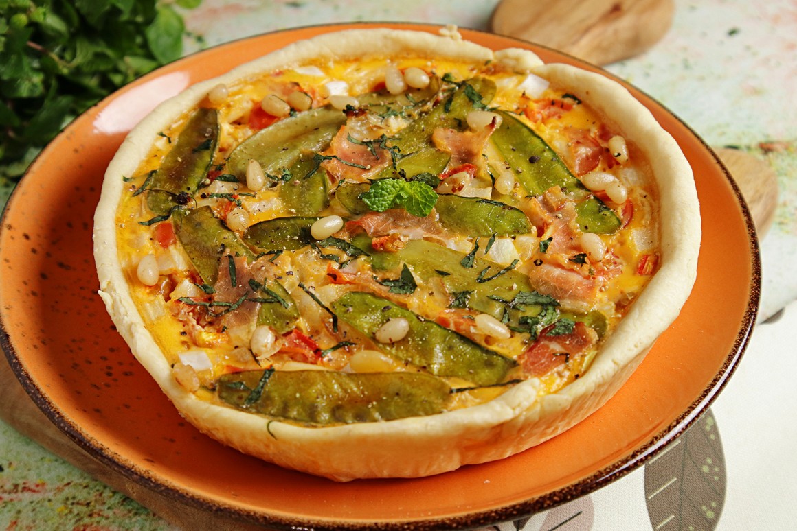 Zuckerschoten-Quiche