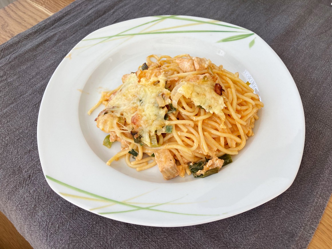 Spaghetti-Lachs-Auflauf