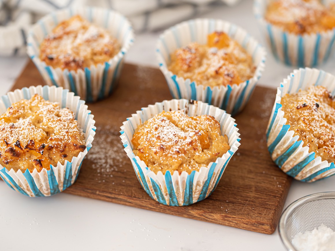 Milchreis-Muffins mit Pfirsichen - Rezept