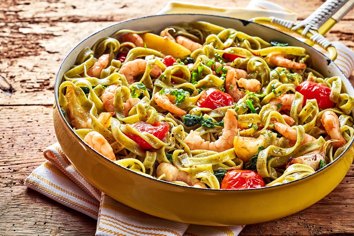 Garnelen mit Zitronen-Pasta