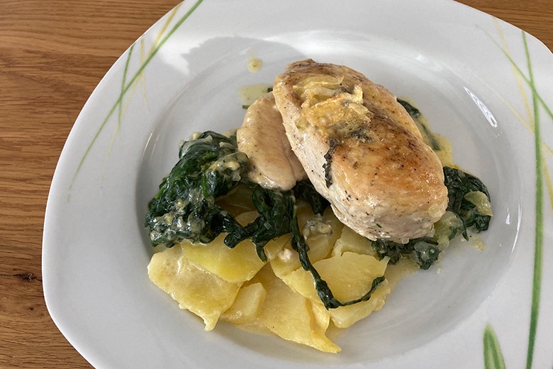 Hähnchen-Gorgonzola-Auflauf