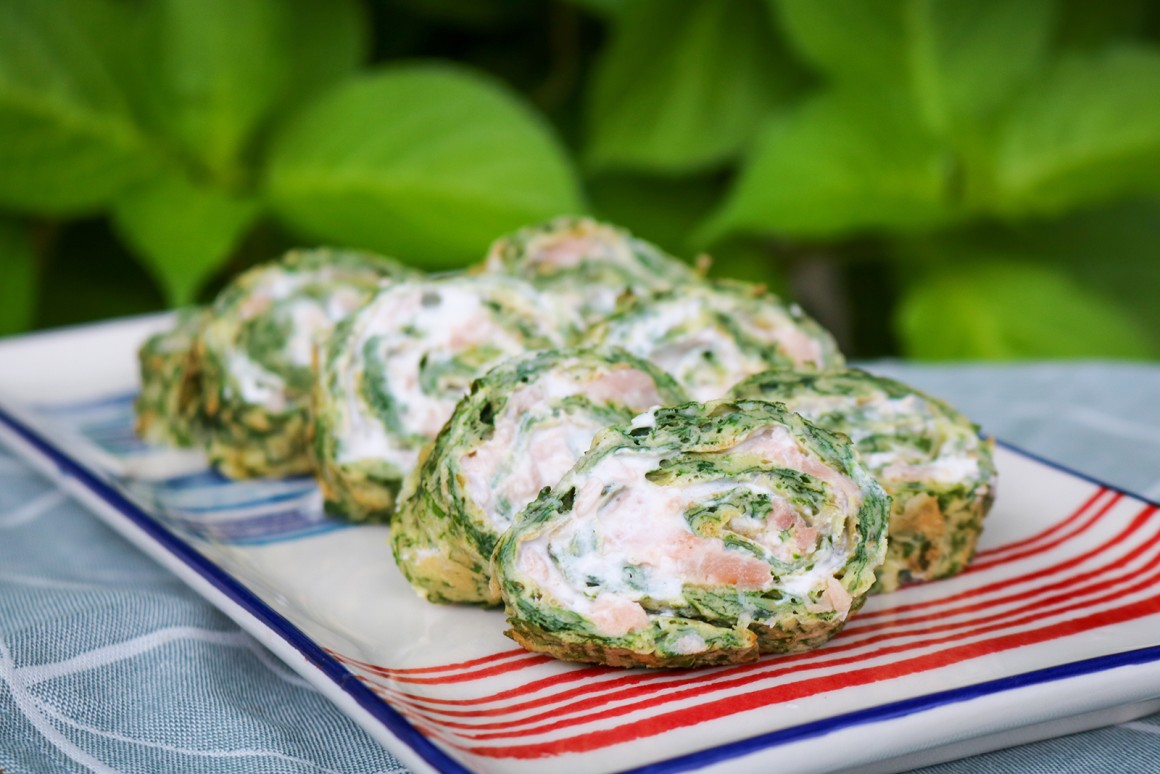 Spinatrolle mit Lachs