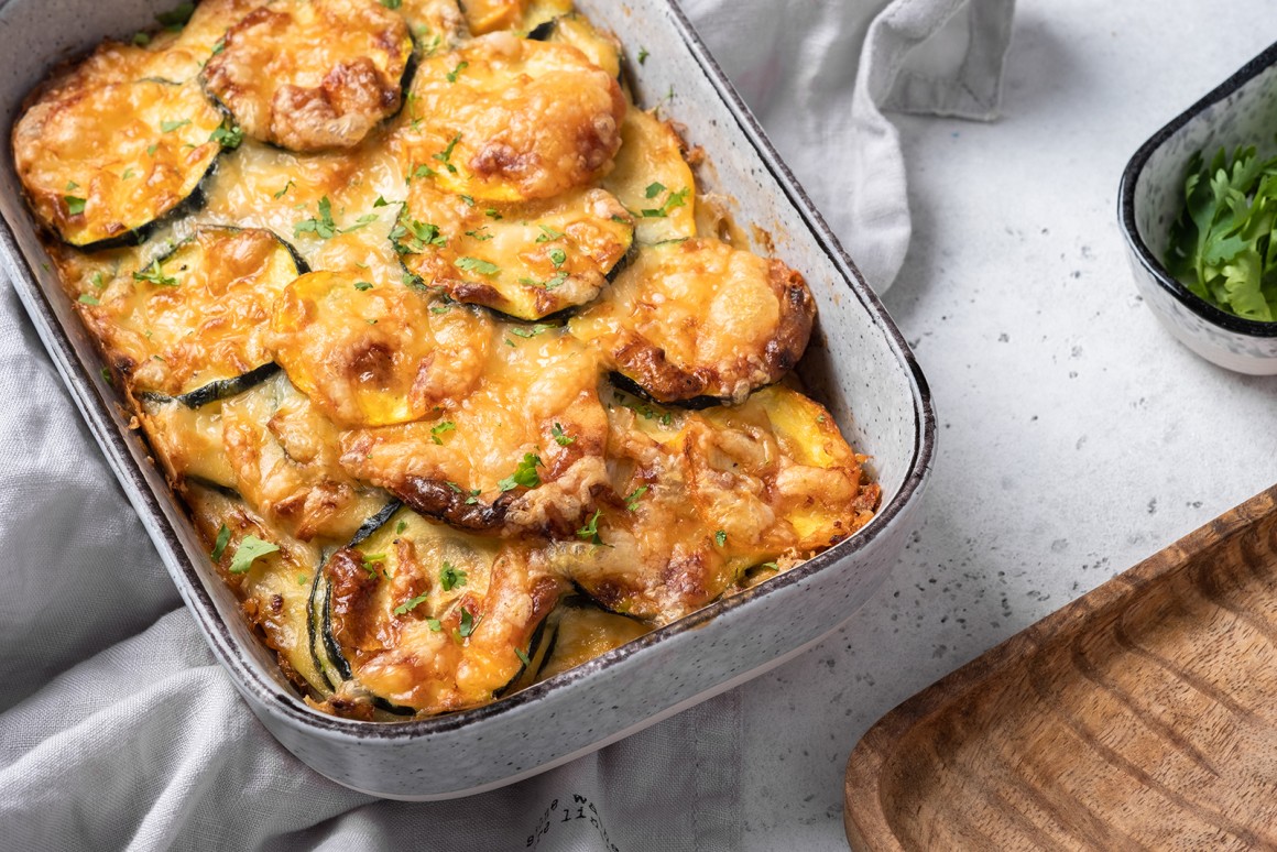 Zucchiniauflauf mit Speck